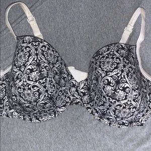 Black & White Patterned Plus Size Bra